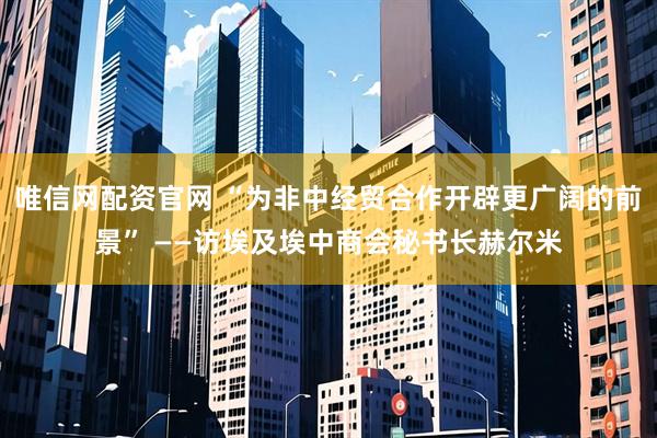 唯信网配资官网 “为非中经贸合作开辟更广阔的前景” ——访埃及埃中商会秘书长赫尔米